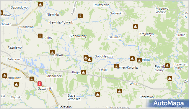 mapa Soboklęszcz gmina Joniec, Soboklęszcz gmina Joniec na mapie Targeo