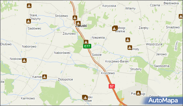 mapa Sobole gmina Załuski, Sobole gmina Załuski na mapie Targeo
