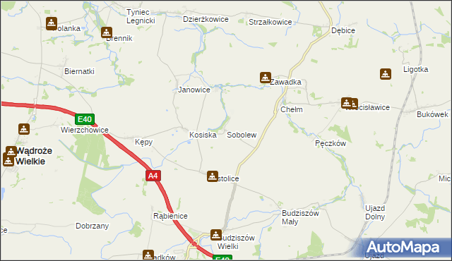 mapa Sobolew gmina Wądroże Wielkie, Sobolew gmina Wądroże Wielkie na mapie Targeo