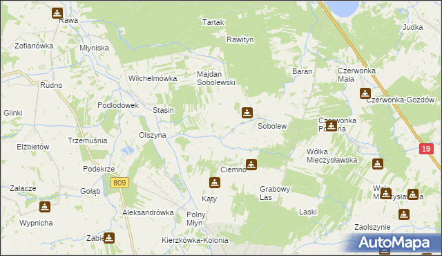 mapa Sobolew-Kolonia, Sobolew-Kolonia na mapie Targeo