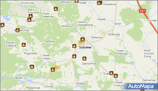 mapa Sobolew powiat garwoliński, Sobolew powiat garwoliński na mapie Targeo