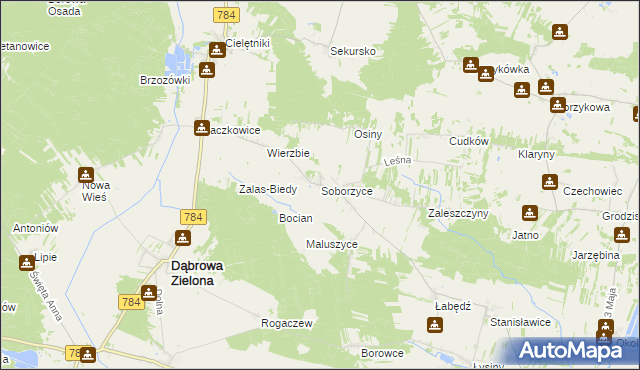 mapa Soborzyce, Soborzyce na mapie Targeo