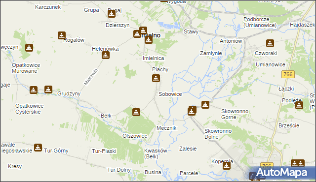 mapa Sobowice gmina Imielno, Sobowice gmina Imielno na mapie Targeo
