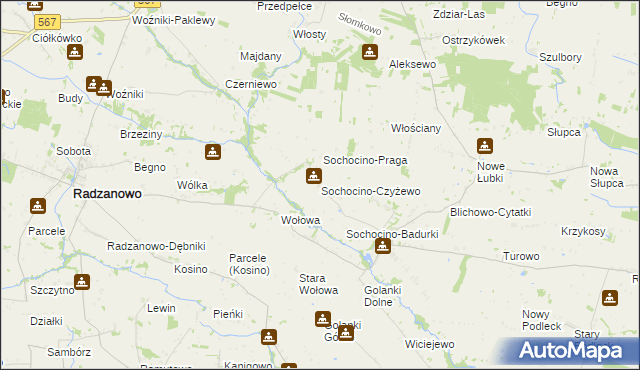 mapa Sochocino-Czyżewo, Sochocino-Czyżewo na mapie Targeo