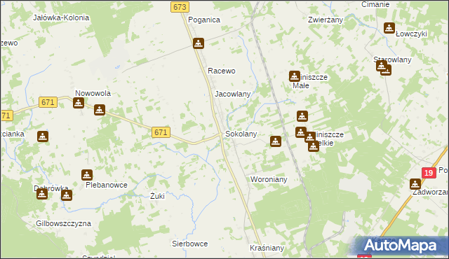mapa Sokolany, Sokolany na mapie Targeo
