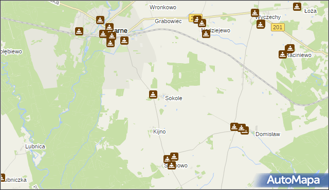 mapa Sokole gmina Czarne, Sokole gmina Czarne na mapie Targeo