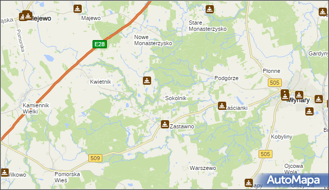 mapa Sokolnik gmina Młynary, Sokolnik gmina Młynary na mapie Targeo