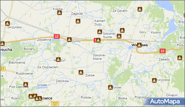 mapa Sokolniki Mokre, Sokolniki Mokre na mapie Targeo