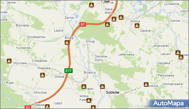 mapa Sokołów Dolny, Sokołów Dolny na mapie Targeo