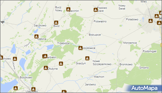 mapa Sokołowice gmina Przemęt, Sokołowice gmina Przemęt na mapie Targeo