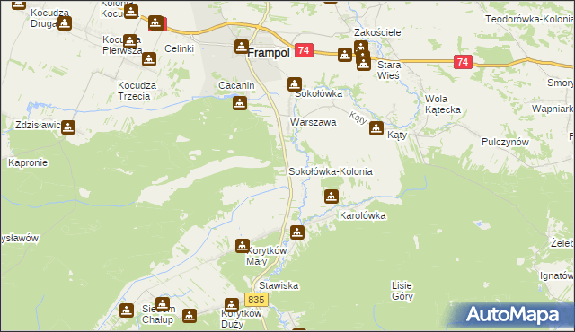 mapa Sokołówka-Kolonia, Sokołówka-Kolonia na mapie Targeo