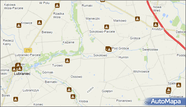 mapa Sokołowo gmina Brześć Kujawski, Sokołowo gmina Brześć Kujawski na mapie Targeo