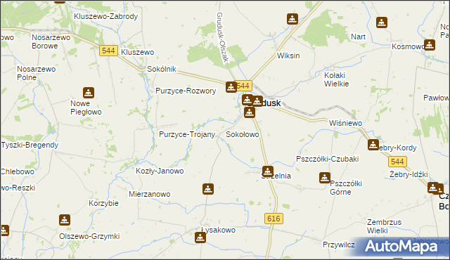 mapa Sokołowo gmina Grudusk, Sokołowo gmina Grudusk na mapie Targeo