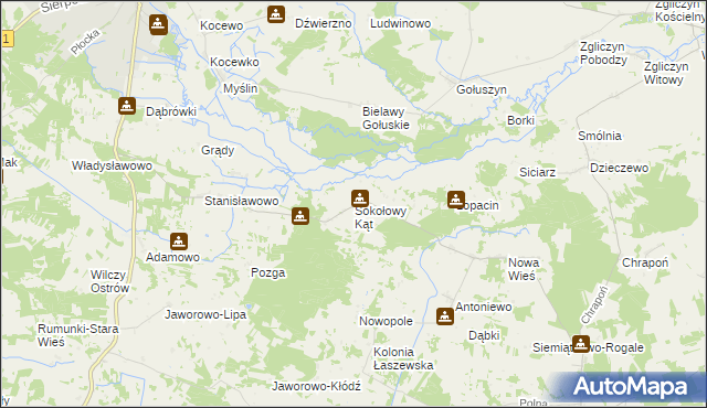 mapa Sokołowy Kąt, Sokołowy Kąt na mapie Targeo