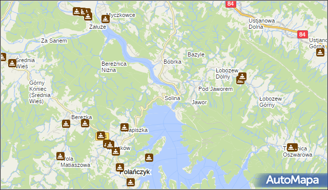 mapa Solina, Solina na mapie Targeo