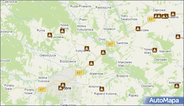 mapa Sołki gmina Dobre, Sołki gmina Dobre na mapie Targeo