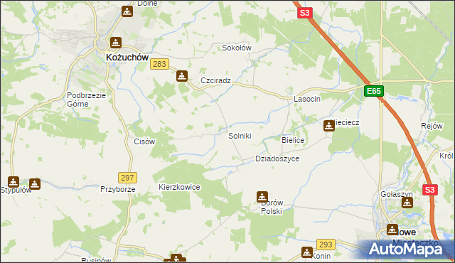 mapa Solniki gmina Kożuchów, Solniki gmina Kożuchów na mapie Targeo