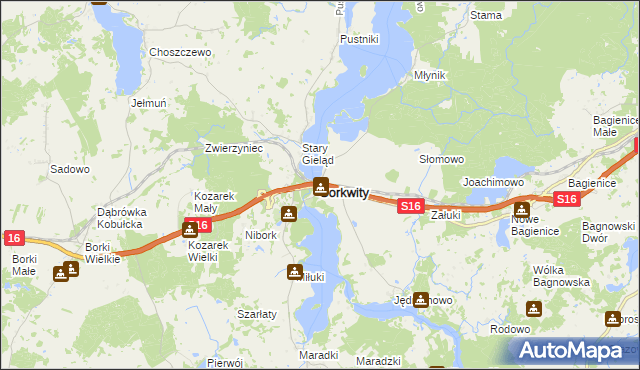 mapa Sorkwity, Sorkwity na mapie Targeo