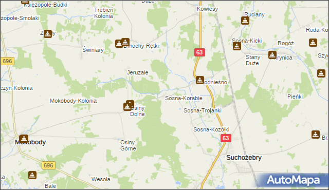 mapa Sosna-Korabie, Sosna-Korabie na mapie Targeo