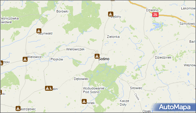 mapa Sośno, Sośno na mapie Targeo