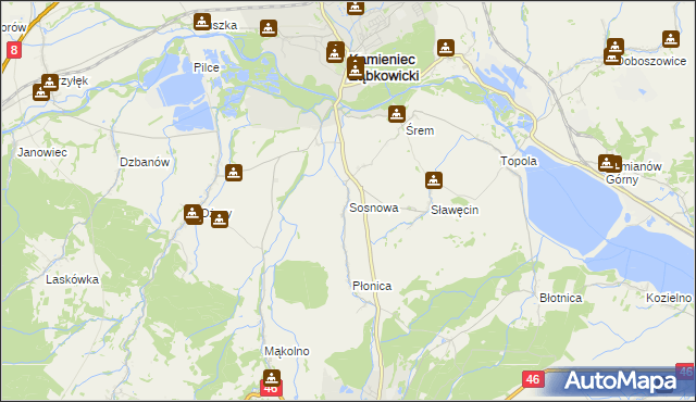 mapa Sosnowa, Sosnowa na mapie Targeo