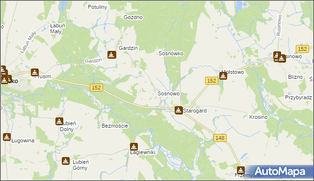 mapa Sosnowo gmina Resko, Sosnowo gmina Resko na mapie Targeo