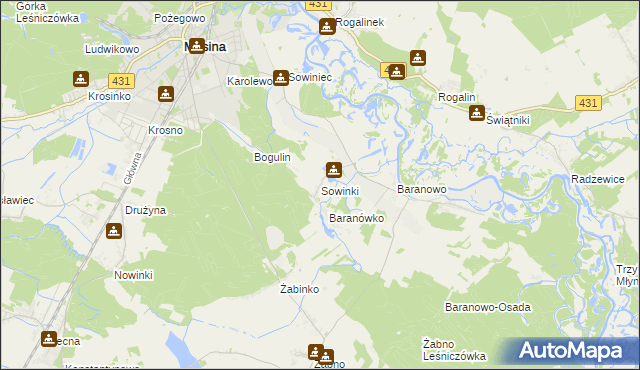 mapa Sowinki, Sowinki na mapie Targeo