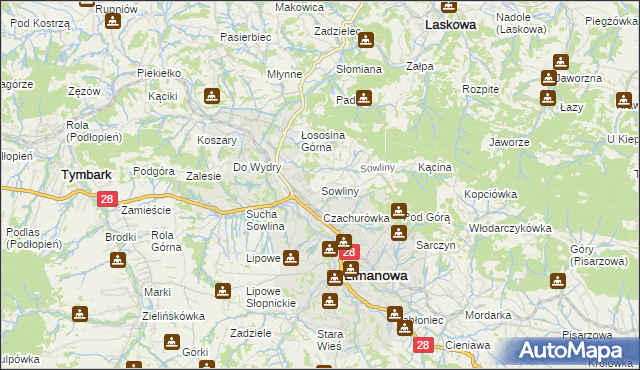 mapa Sowliny, Sowliny na mapie Targeo