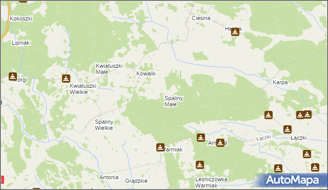 mapa Spaliny Małe, Spaliny Małe na mapie Targeo