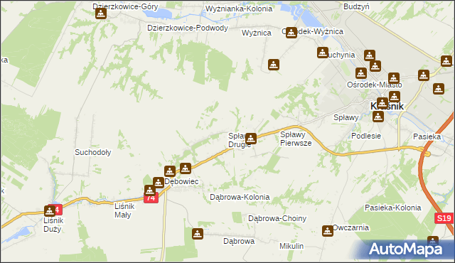 mapa Spławy Drugie, Spławy Drugie na mapie Targeo