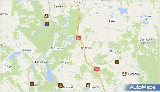 mapa Spręcowo, Spręcowo na mapie Targeo