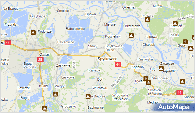 mapa Spytkowice powiat wadowicki, Spytkowice powiat wadowicki na mapie Targeo