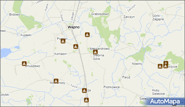 mapa Srebrna Góra gmina Wapno, Srebrna Góra gmina Wapno na mapie Targeo