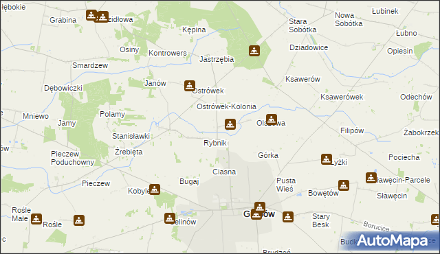 mapa Srebrna Wieś, Srebrna Wieś na mapie Targeo