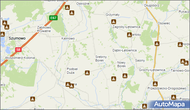 mapa Srebrny Borek, Srebrny Borek na mapie Targeo