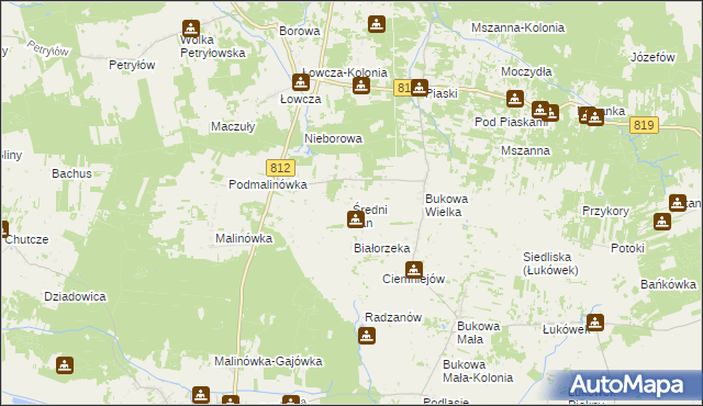 mapa Średni Łan, Średni Łan na mapie Targeo