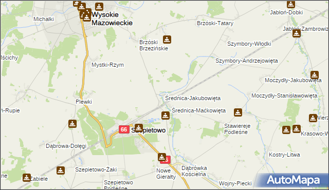 mapa Średnica-Jakubowięta, Średnica-Jakubowięta na mapie Targeo