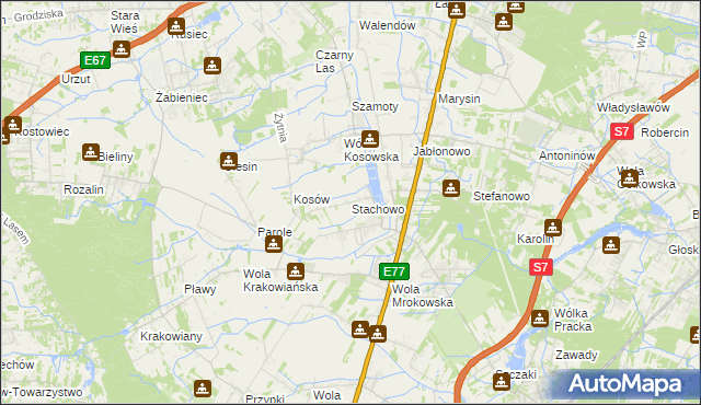 mapa Stachowo gmina Lesznowola, Stachowo gmina Lesznowola na mapie Targeo