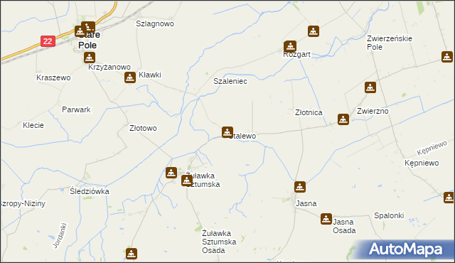 mapa Stalewo, Stalewo na mapie Targeo