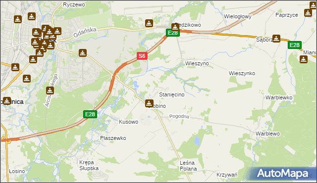 mapa Stanięcino, Stanięcino na mapie Targeo