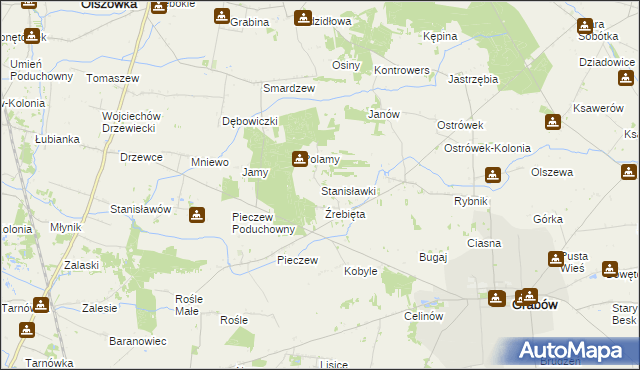 mapa Stanisławki gmina Grabów, Stanisławki gmina Grabów na mapie Targeo