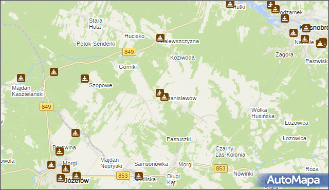 mapa Stanisławów gmina Józefów, Stanisławów gmina Józefów na mapie Targeo