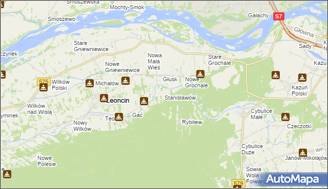 mapa Stanisławów gmina Leoncin, Stanisławów gmina Leoncin na mapie Targeo