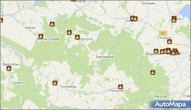 mapa Stanisławów gmina Męcinka, Stanisławów gmina Męcinka na mapie Targeo