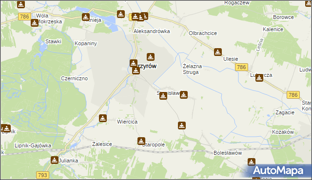 mapa Stanisławów gmina Przyrów, Stanisławów gmina Przyrów na mapie Targeo