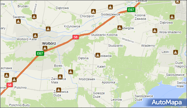 mapa Stanisławów gmina Wolbórz, Stanisławów gmina Wolbórz na mapie Targeo