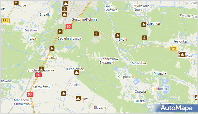 mapa Stanisławów Skrzański, Stanisławów Skrzański na mapie Targeo