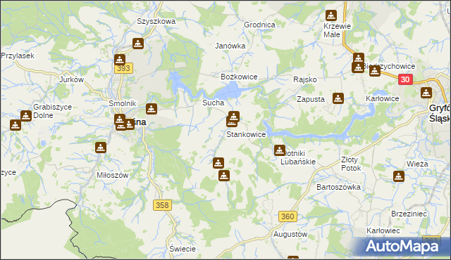 mapa Stankowice, Stankowice na mapie Targeo