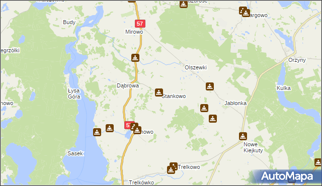 mapa Stankowo gmina Dźwierzuty, Stankowo gmina Dźwierzuty na mapie Targeo