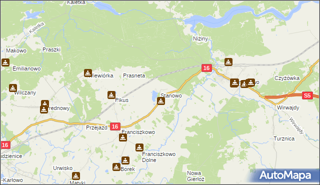 mapa Stanowo gmina Iława, Stanowo gmina Iława na mapie Targeo